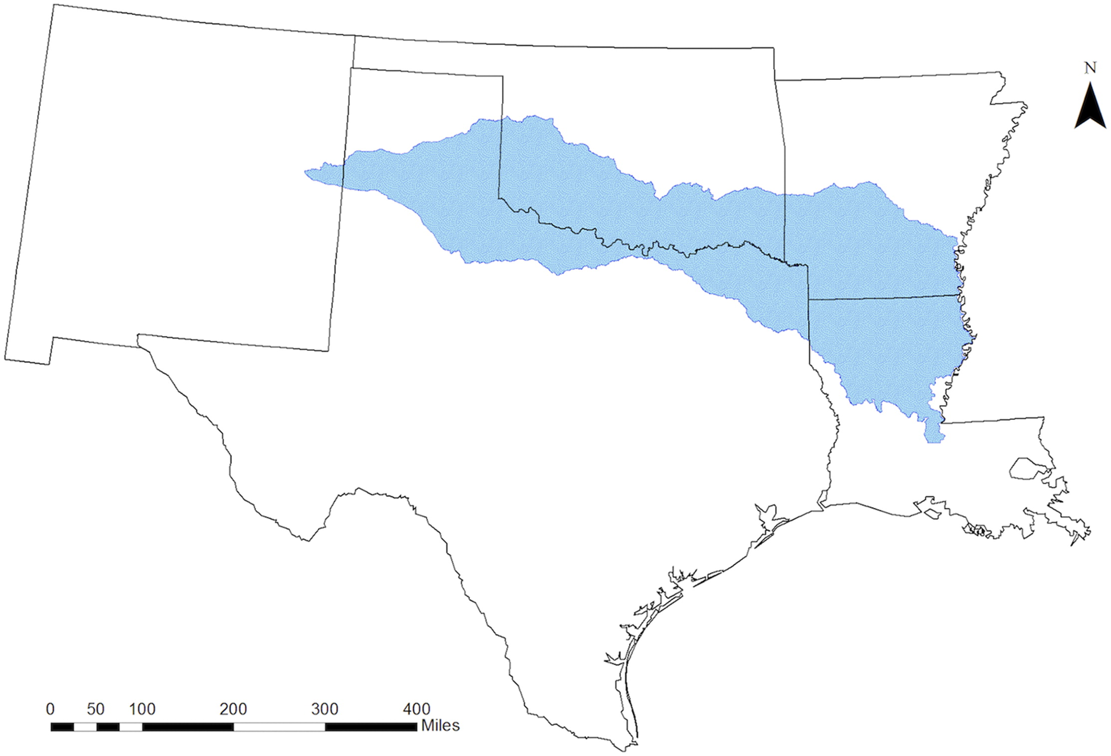 A map showing the extent of the Red River Basin