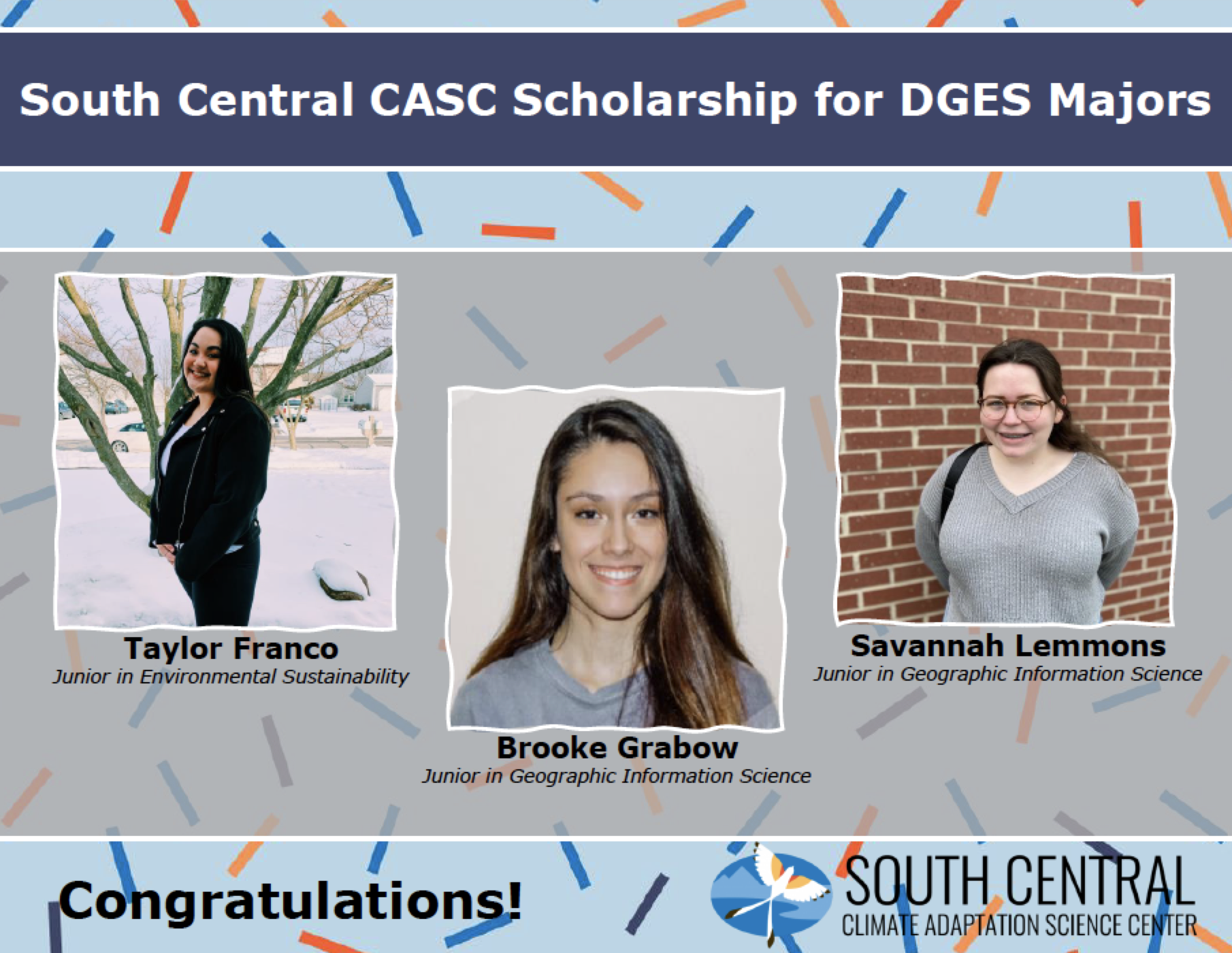 2021 DGES Scholarship WInners, left to right, Taylor Franco, Brooke Grabow, and Savannah Lemmons