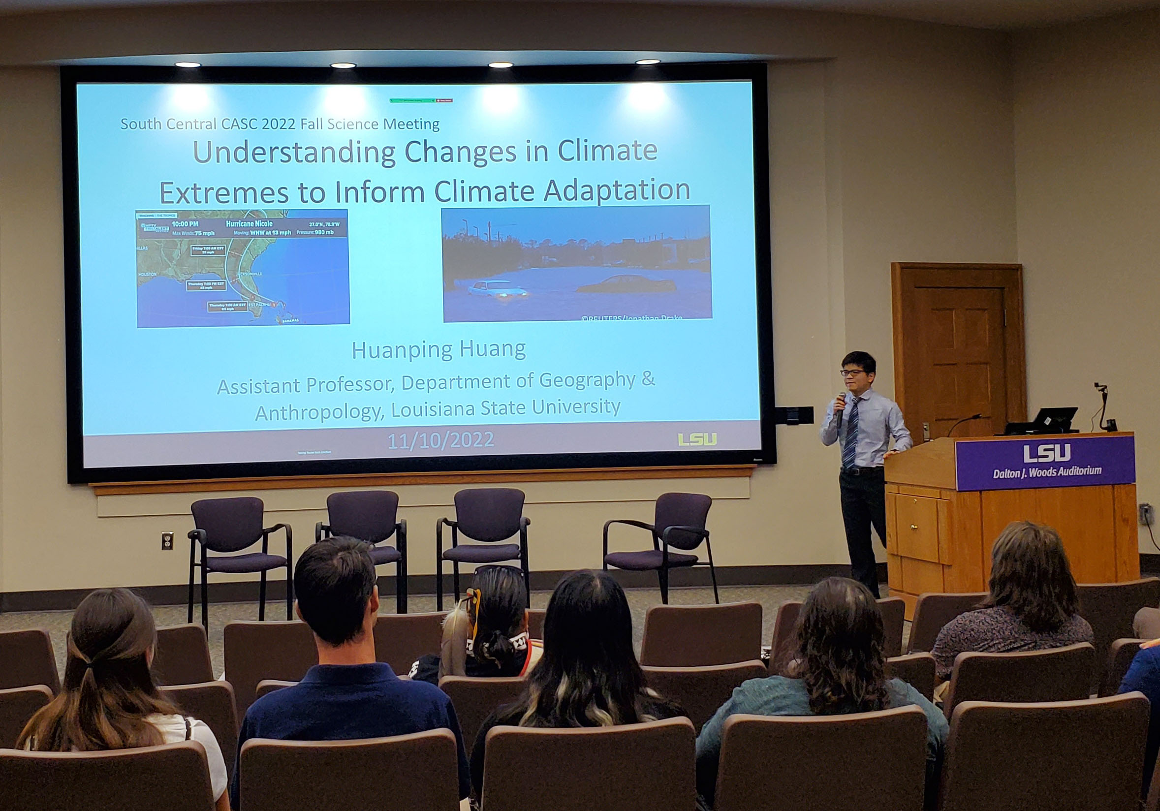 A still shot of Dr. Huanping Huan from the lecture.